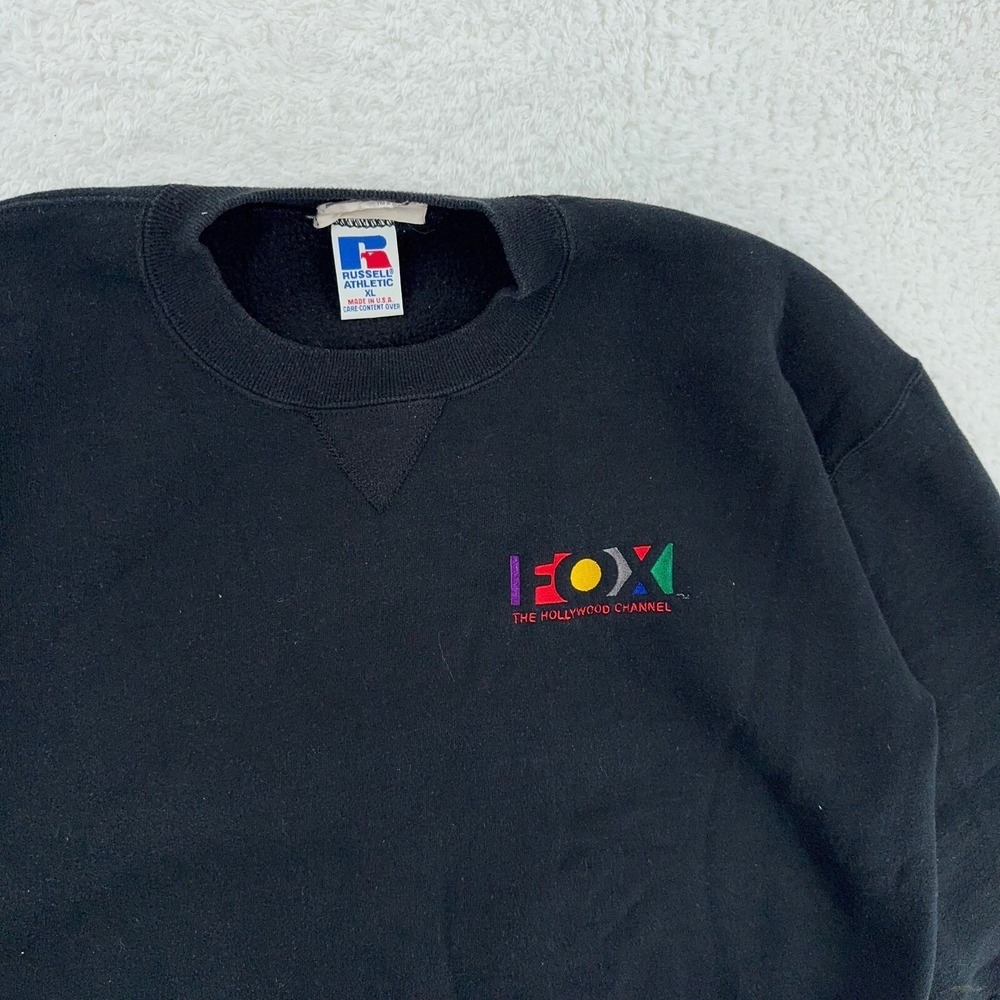 vintage 90s FOX THE HOLLYWOOD CHANNEL‎ EMBROIDERED CREWNECK SWEATSHIRT LARGE/XL